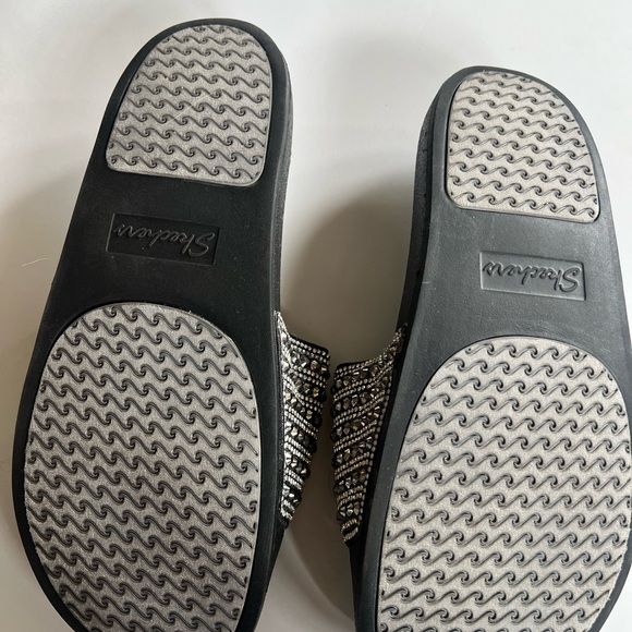 Skechers Women's Black Slide Sandals with Silver Accents - Picture 5 of 5